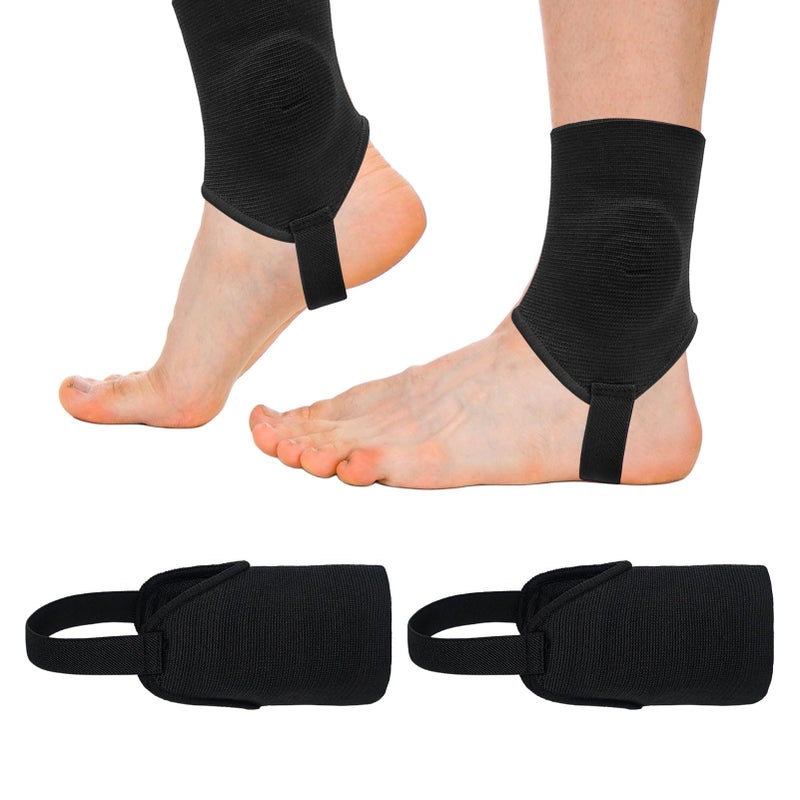 1Pair Ankle Guards Football,Breathable Ankle Protectors for Football,Dual-Sided Elastic Compression Support Protector,for Soccer and Football (Black,L)